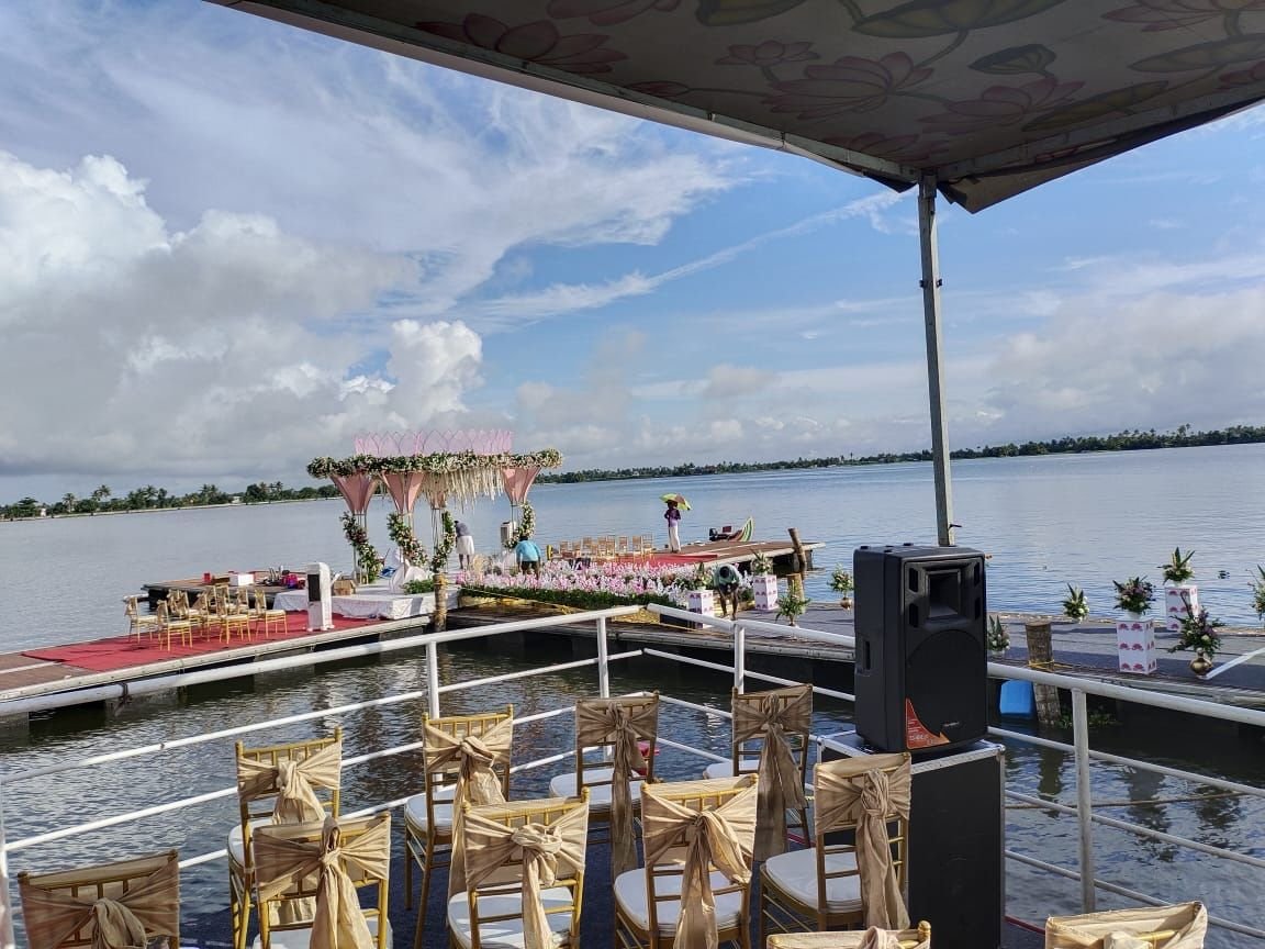 Floating wedding stage on Lake Vembanad
